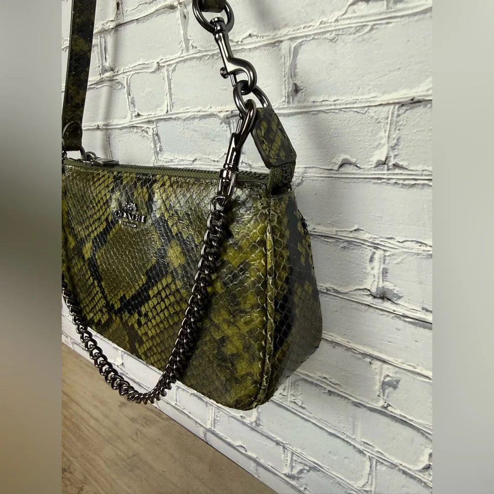 NWT Coach Nolita 19 Snake Print Wristlet/Small bag Olive Green CCF62 Styled Set